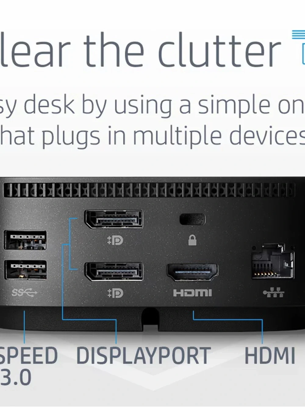 HP Black USB-C Docking Station with Power Adapter and Cables